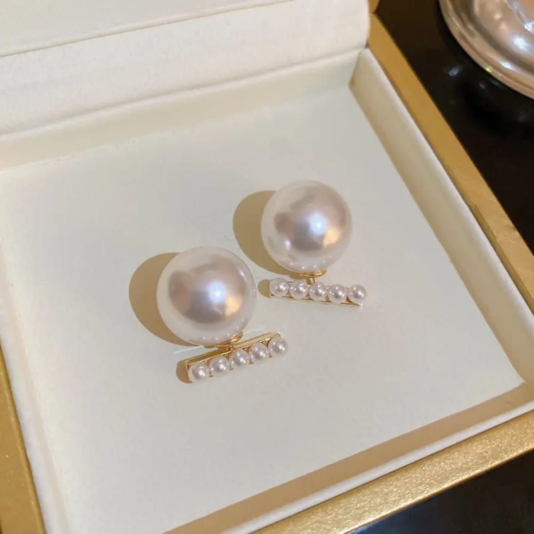 Sigma stick Bar White Pearl Drop earrings