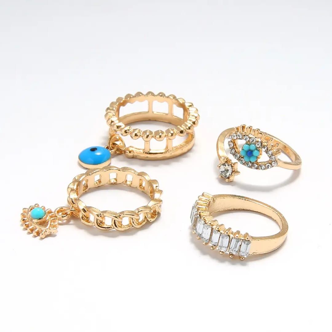 Sigma Set of Four Evil Eye Korean Rings