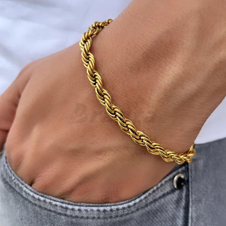 Sigma Rope Chain Bracelet in Gold Plated