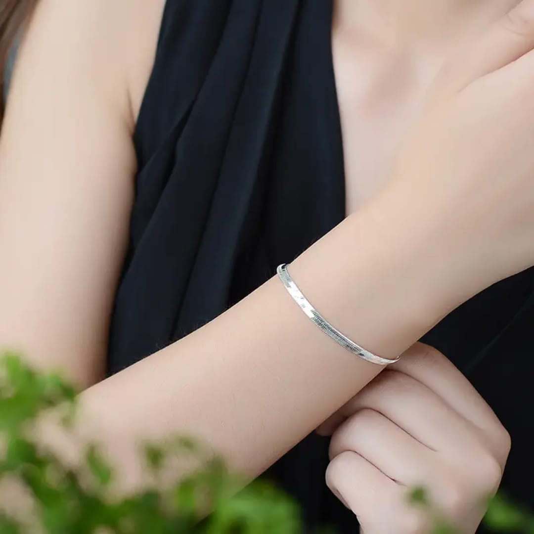 Sigma Flat Summer Herringbone Silver Foot Snake Bone Leg Chain Anklet Bracelet Anklet