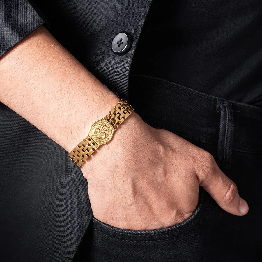 sigma Premium Om Gold Bracelet For Men
