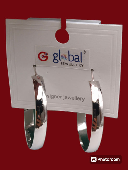 Sigma Classic Polished Silver Hoop Earrings