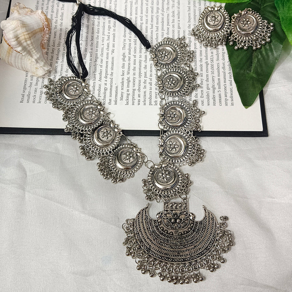 Sigma Darshana Jewels Oxidised Plated Long Necklace Set