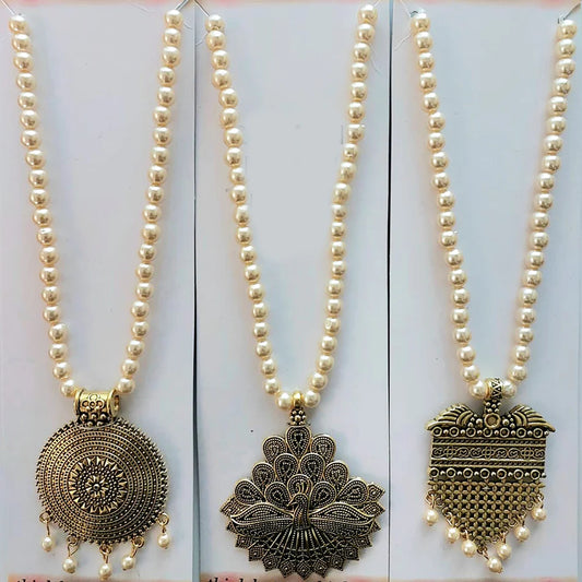 Sigma R Jogan Gold Plated Pearl Necklace