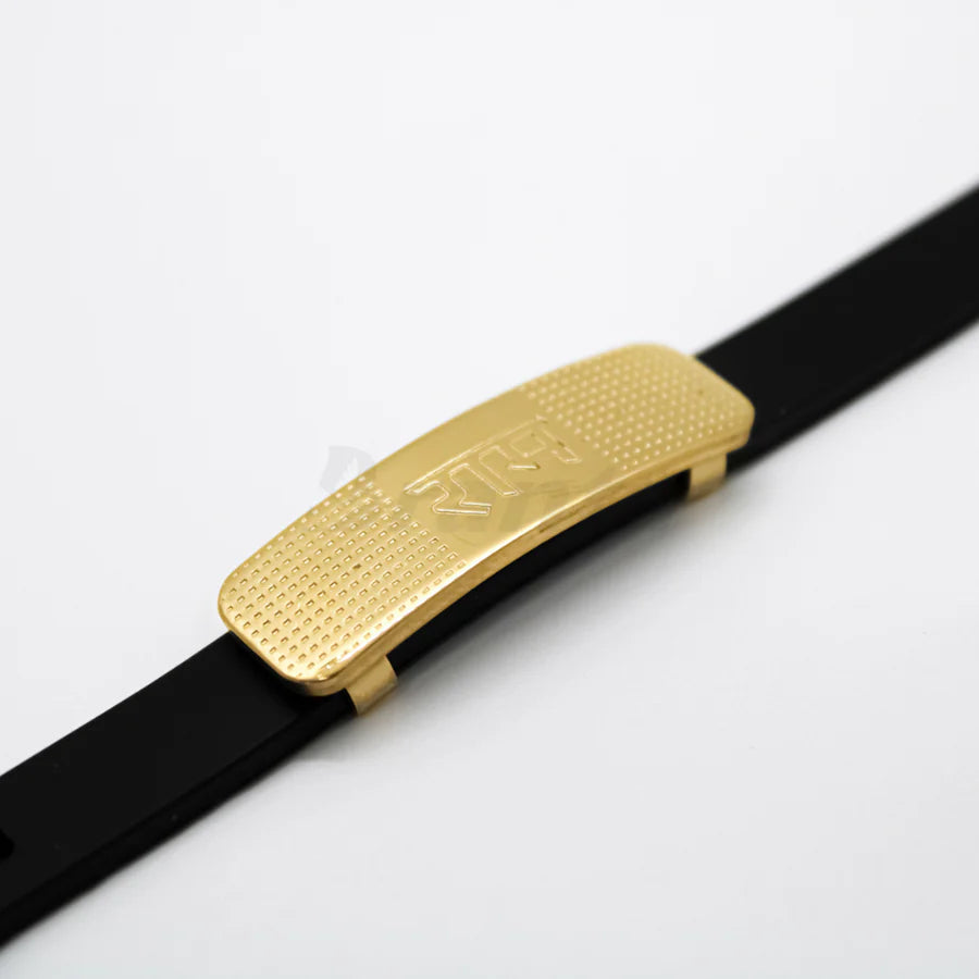 Sigma Ram Dotted Pattern Silicon Belt Men's Gold Bracelet