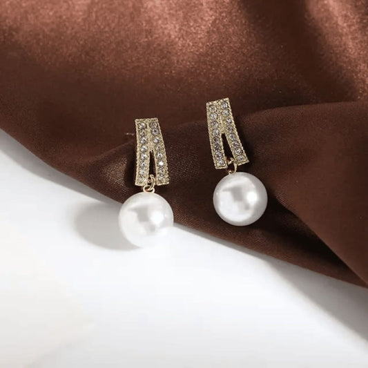 Sigma  "A" Shape Pearl Drop Korean earring