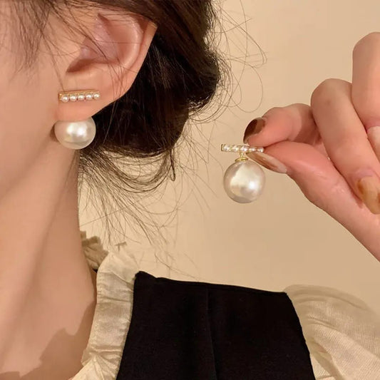 Sigma stick Bar White Pearl Drop earrings