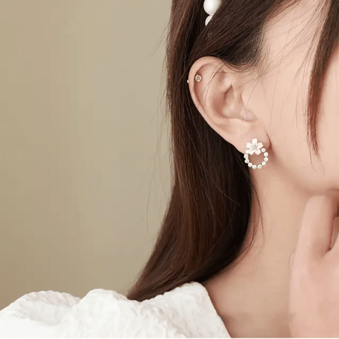 Sigma Peach Colour Round Crystal Korean earring