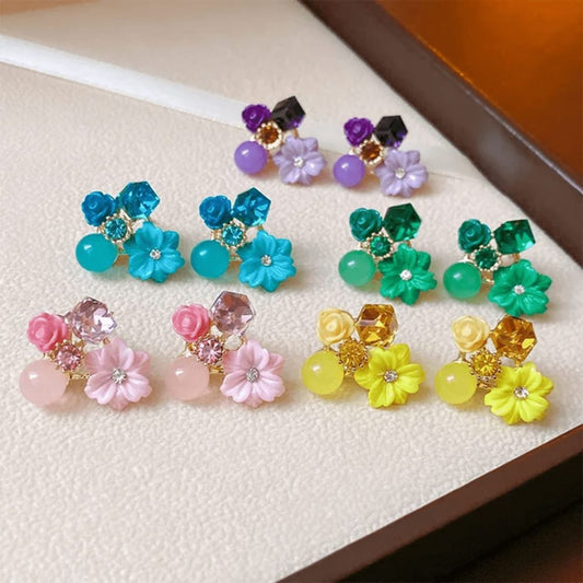 Sigma Multi colour Flower Studs Korean earring