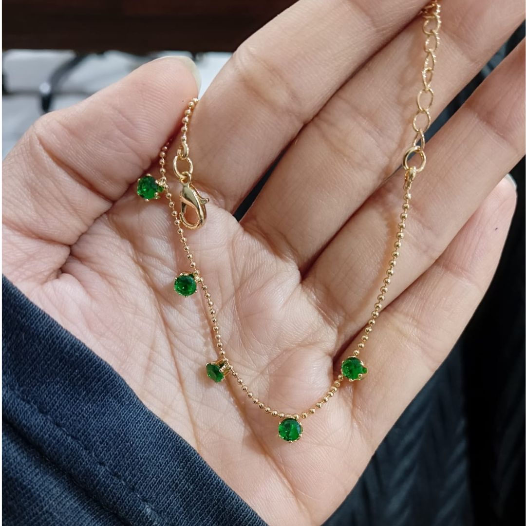 Green Stone Chain Bracelet