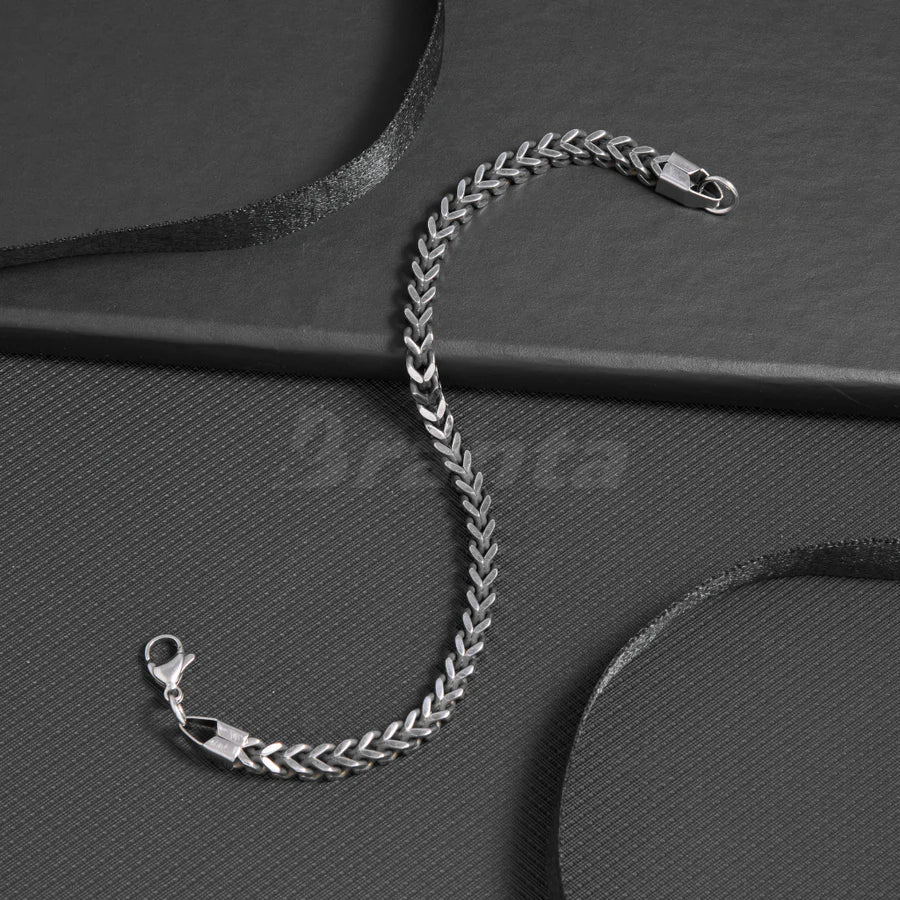 sigma Silver Chunky Link Stainless Steel Bracelet For Men