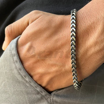 sigma Silver Chunky Link Stainless Steel Bracelet For Men