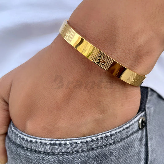Sigma Om Carving Premium Gold Bracelet For Men