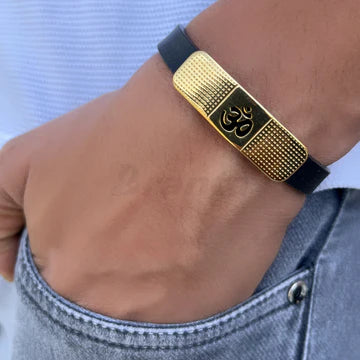 sigma Om Silicon Belt Men's Gold Bracelet