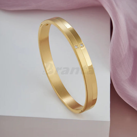 sigma Matte Shiny Gold Bracelet For Men With Two Diamonds