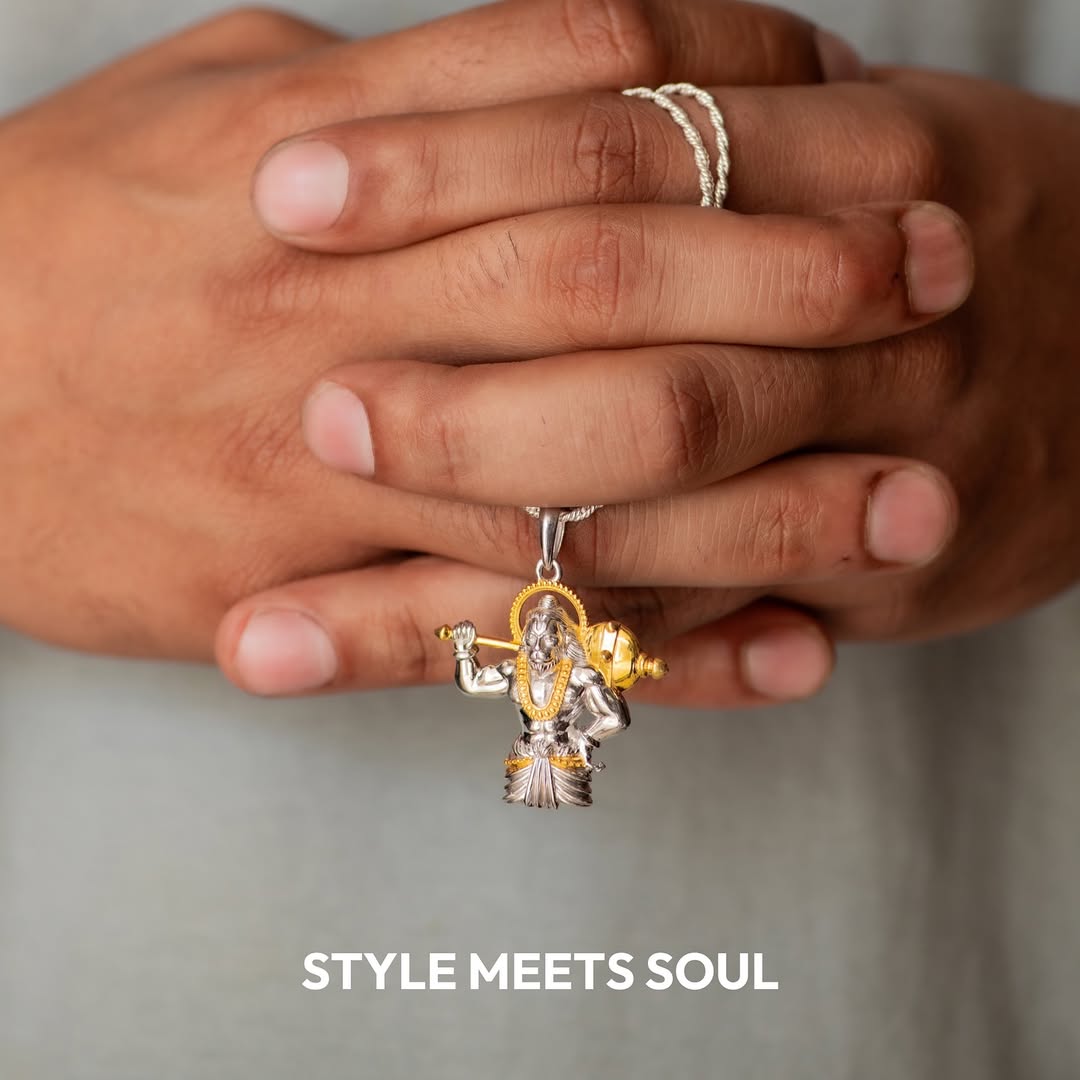 Jai Hanuman Gold-Silver Pendant with Chain