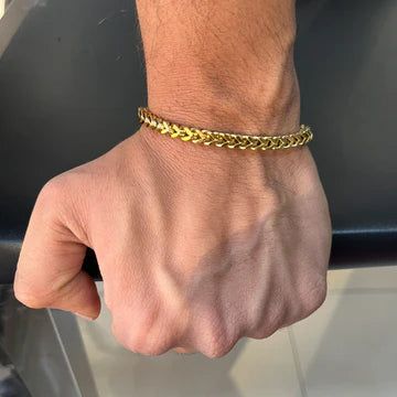 sigma Gold Plated Chunky Link Stainless Steel Bracelet For Men