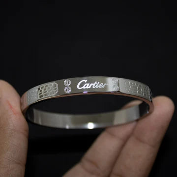 Sigma Premium Stone Wall Silver Men's Kada Bracelet
