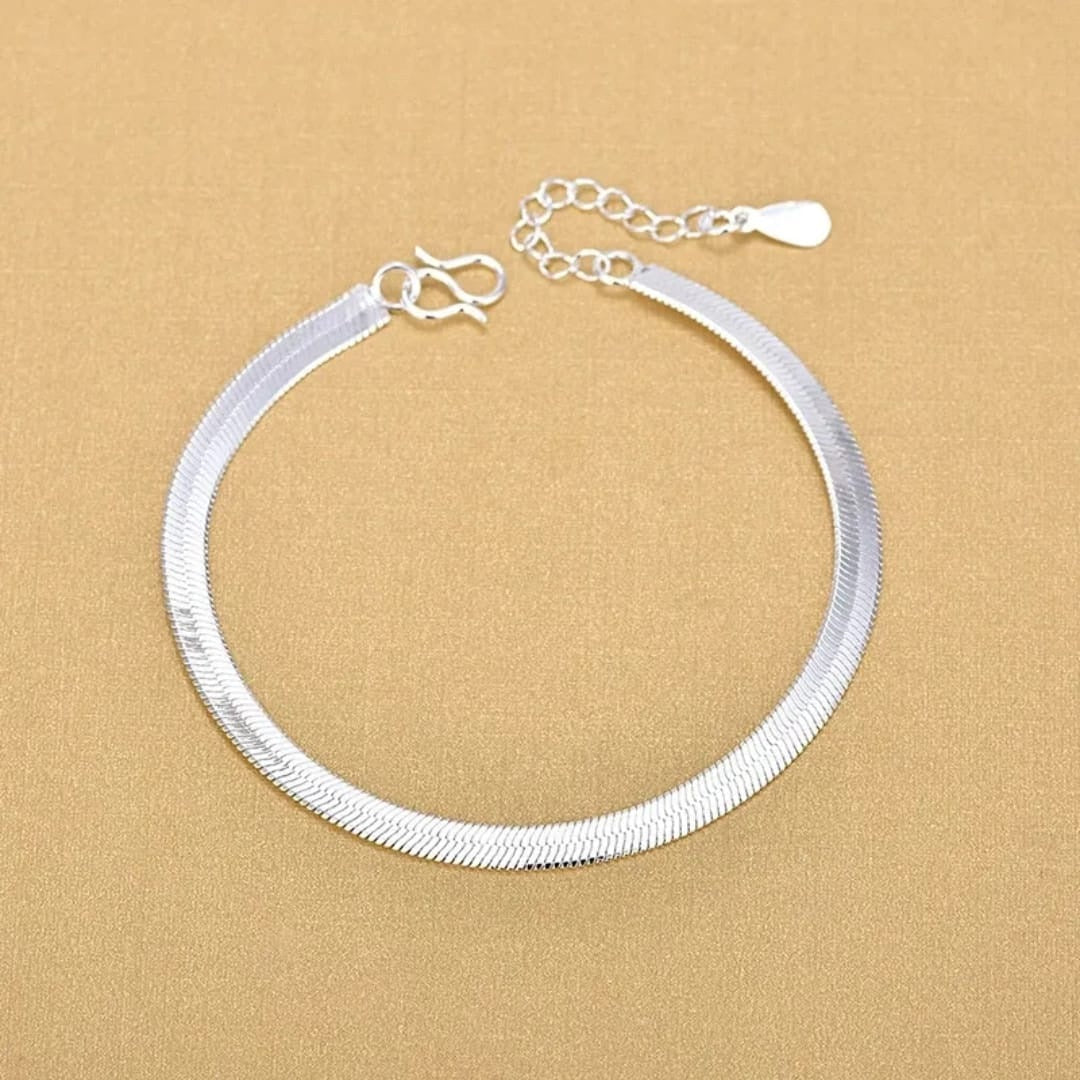 Sigma Flat Summer Herringbone Silver Foot Snake Bone Leg Chain Anklet Bracelet Anklet