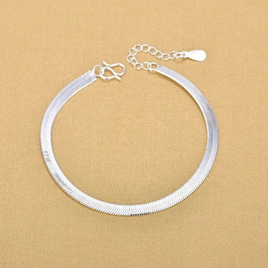 Sigma Flat Summer Herringbone Silver Foot Snake Bone Leg Chain Anklet Bracelet Anklet