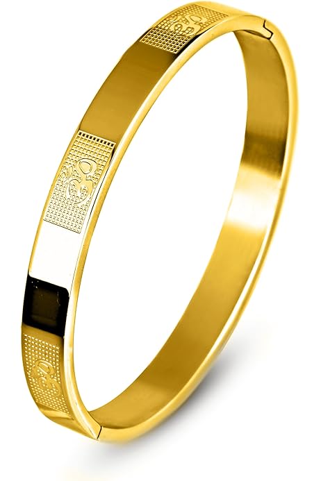 Sigma Om Engraved Kada – Unisex Gold-Finish Anti-Tarnish Bracelet