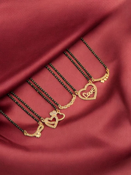 Sigma Gold-Plated Artificial Stones Studded and Beaded Mangalsutra